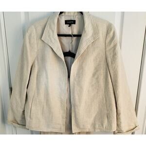 Talbots Blazer Womens Size 16 Classic Natural Beige 100% Linen Minimalist Flax